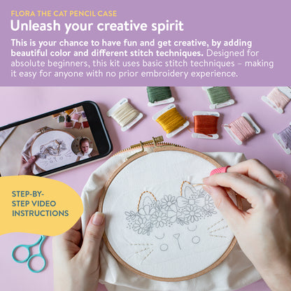 Flora the Cat Pencil Case Kit