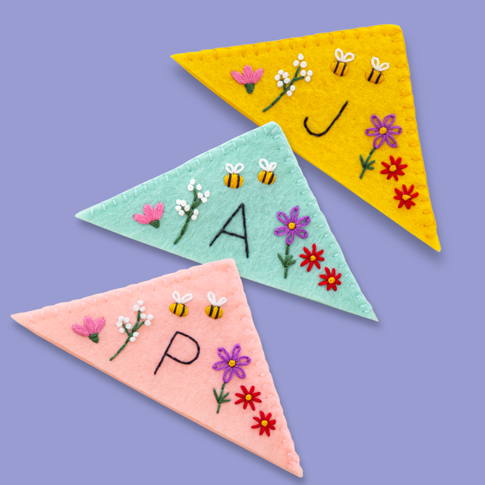 Personalized Floral Felt Corner Bookmarks Beginner Kit