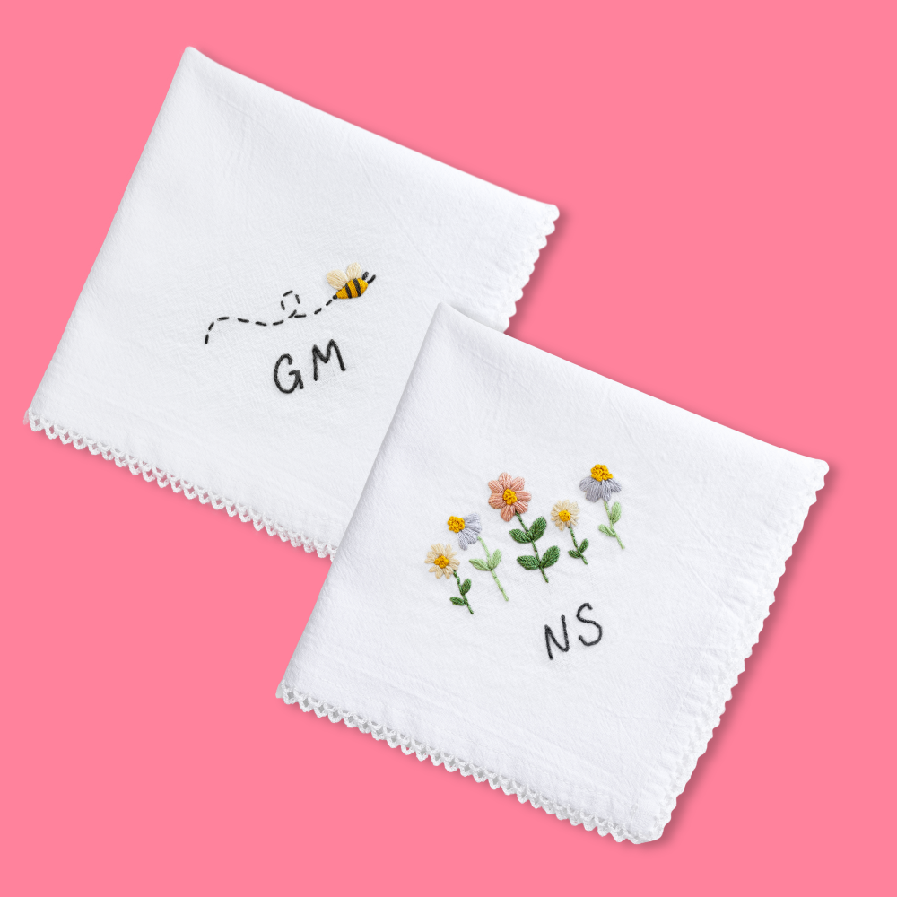 Personalized Bees and Florals Handkerchiefs Beginner Kit