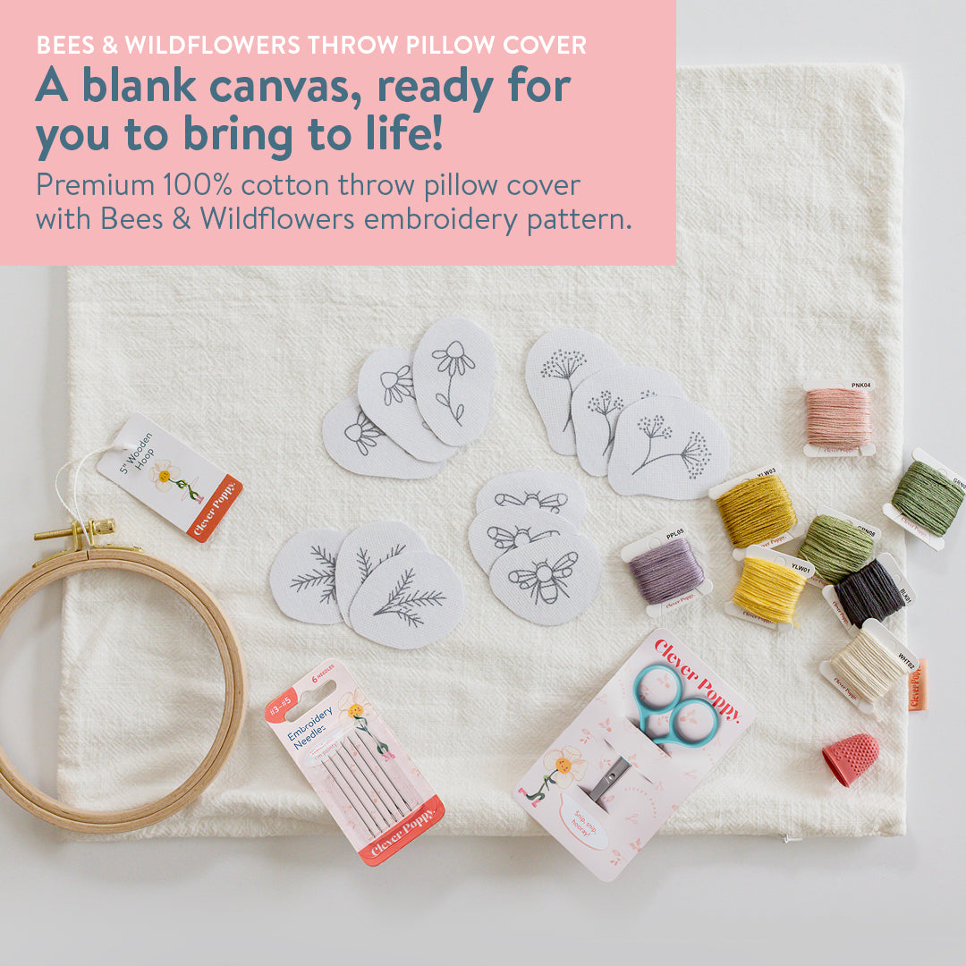 Bee Happy Throw Pillow Cover Beginner Kit